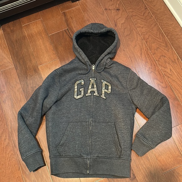 GAP Shirts Mens Small Gap Zip Up Hoodie Sherpa Fleece Inside Heavy
